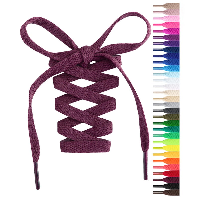 Handshop Flat Shoelaces 516 Shoe Laces Replacements For Sneakers and Athletic Shoes Boots Burgundy 91m - Image 3