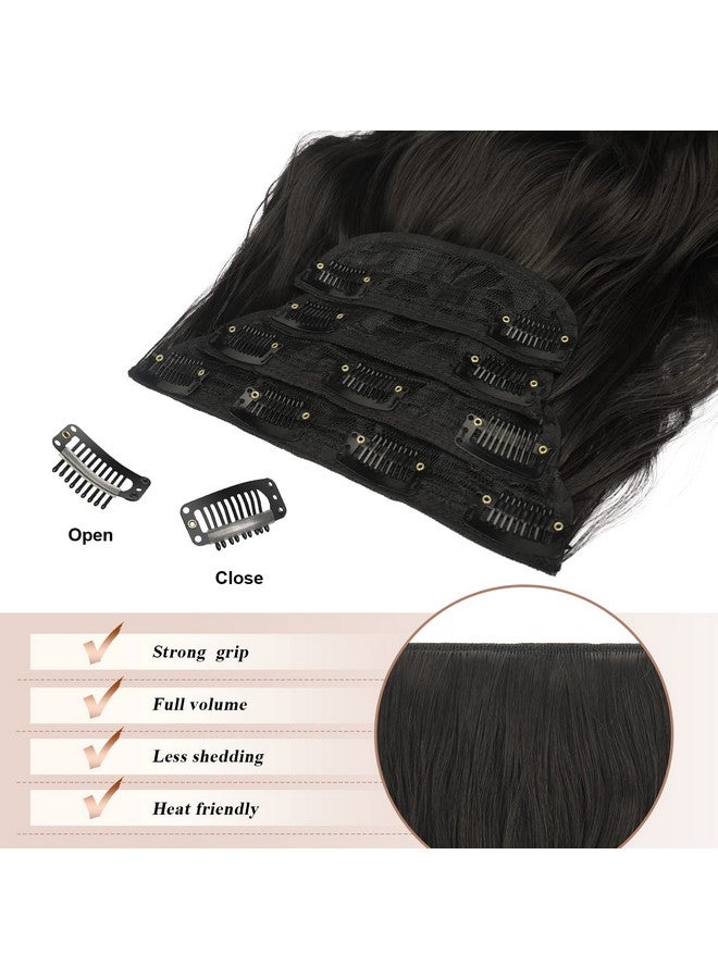 فيشبن وصلات شعر بمشبك 4 قطع، قطعة شعر سميكة سوداء طبيعية طويلة ومموجة، وصلات شعر برأس كامل من الألياف الاصطناعية للنساء، 20 بوصة 180 جرام - Image 4