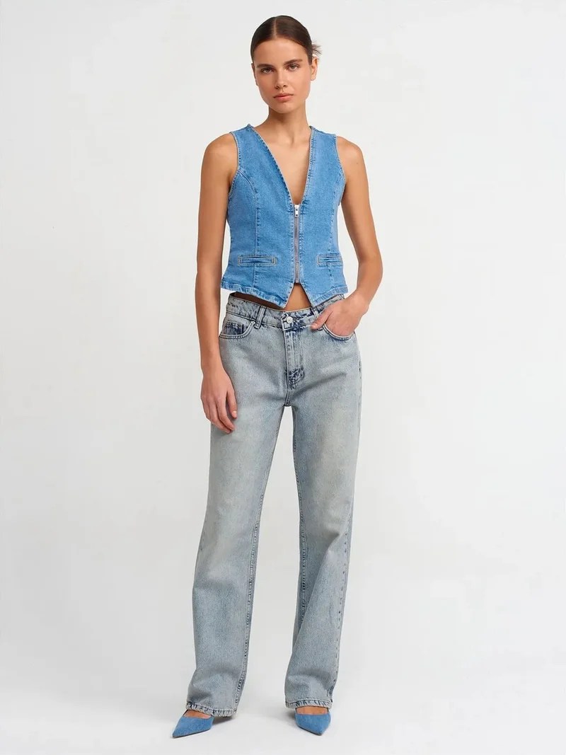 ديلفين Dilvin Women's Low-Waist Straight Leg Jeans