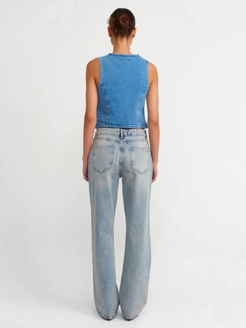 ديلفين Dilvin Women's Low-Waist Straight Leg Jeans