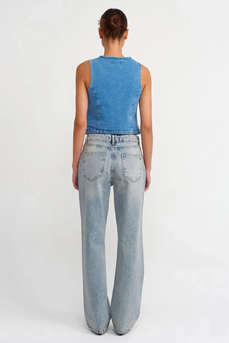 Dilvin Light Blue Denim DILVIN Women's Low-Waist Straight Leg Jeans for Women | Best Price UAE