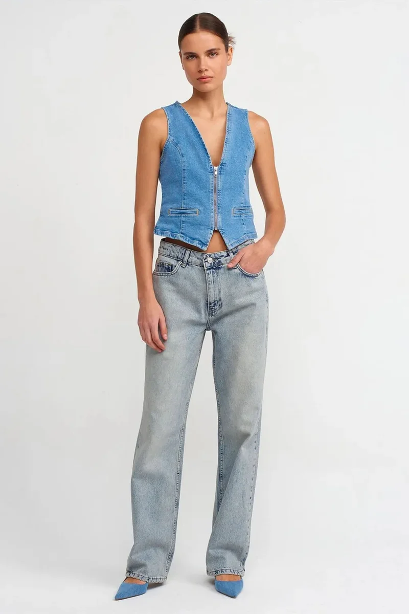 DILVIN Women's Low-Waist Straight Leg Jeans