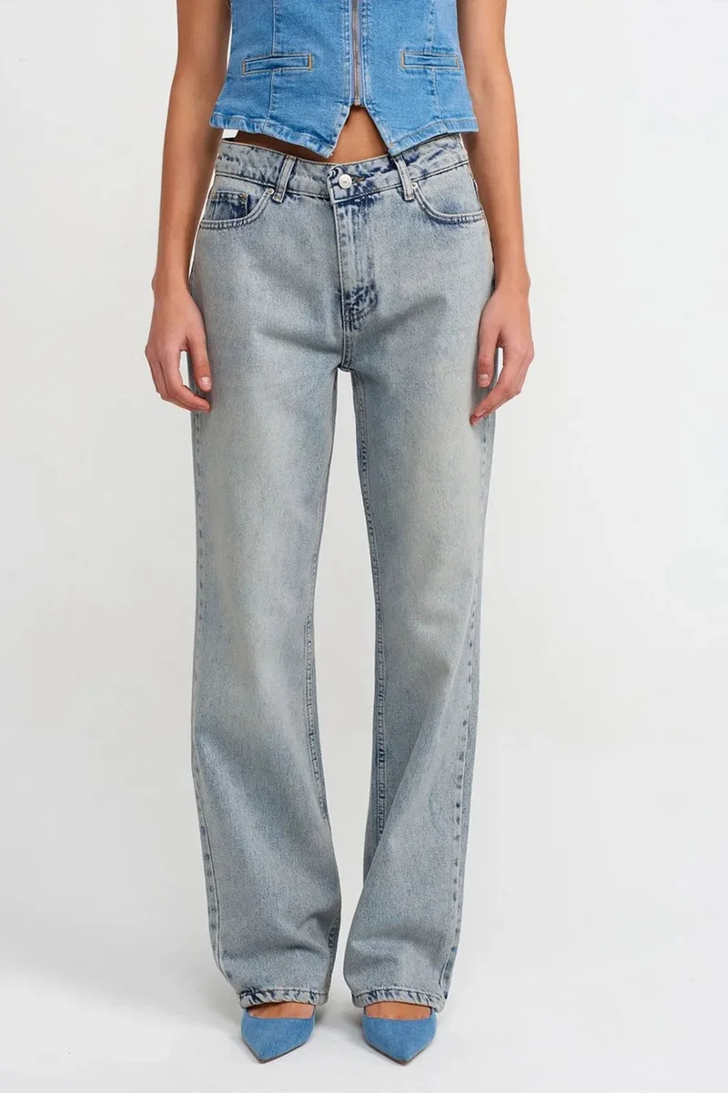 Dilvin Light Blue Denim DILVIN Women's Low-Waist Straight Leg Jeans for Women | Best Price UAE