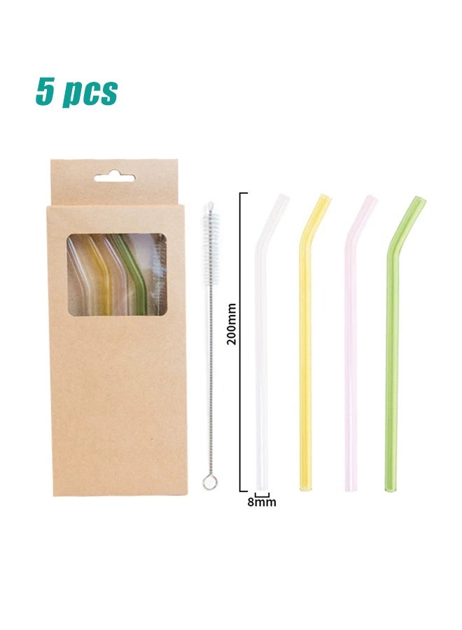 HOMESTAR Reusable Glass Straws Set - 20cm L x 8 mm W - Smoothie Drinking Straws for Smoothie, Milkshakes, Pack of 4 with 1 Cleaning Brush - Image 1