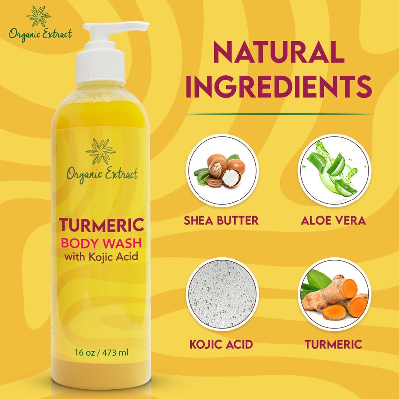 ORGANIC EXTRACT, Turmeric Kojic Acid Body Wash â€“ 16 fl oz / 473ml â€“ Skin Brightening Shower Gel for Deep Gentle Moisturizer, Helps to Remove Dark Spot, with Shea Butter & Aloe Vera - Image 2