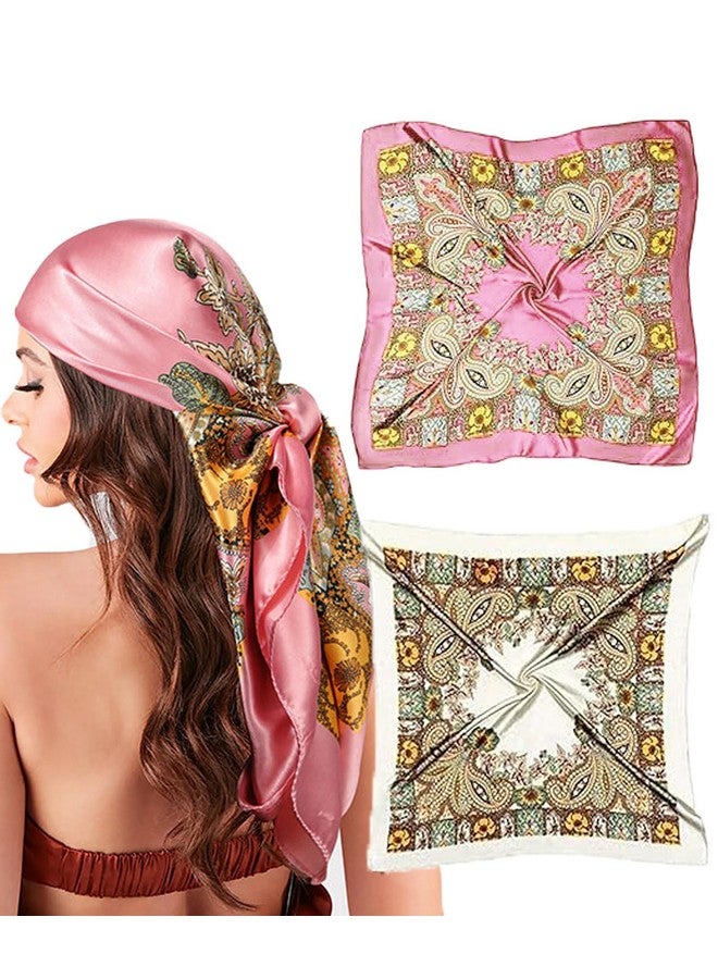 OXYGLOBE OXYGLOBE Unisex Polyester Head Scarf For Women,Pink Head Scarf, Elegant And Attractive Head Wraps For Women, Fashion Essential Headscarf, As A Headwear And Fashionable Scarf(Pink And White) - Image 1