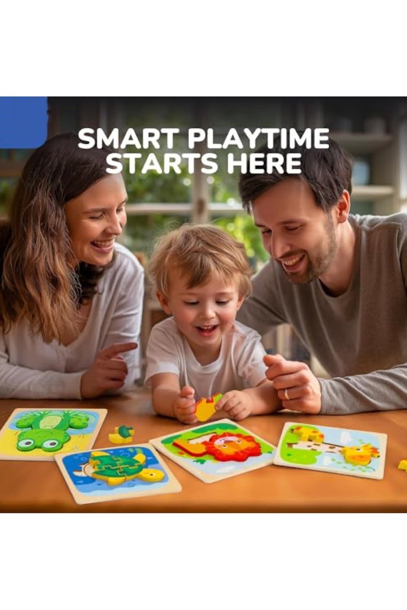 6 حزمة ثلاثية الأبعاد الحيوانات الألغاز مجموعة، الألغاز الخشبية للأطفال الصغار لعب للأطفال عمر 1-5، لعب التعلم قبل المدرسة الأولاد البنات هدايا - Image 5