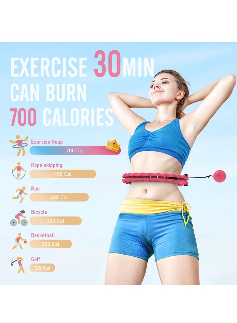 Generic Smart Weighted Hula Circle Hoop For Adults Weight Loss, With Gravity Ball, （152cm） 60-inch Waist, 32 Detachable Links  - Image 4