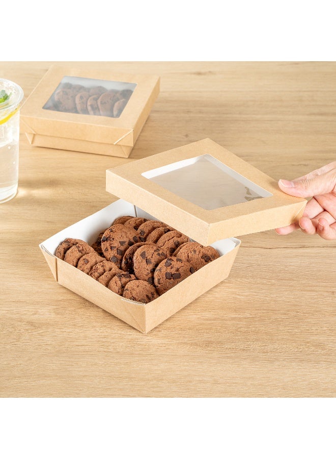 Restaurantware Cafe Vision 34 Ounce Dessert Boxes With Window, 200 Sturdy Baking Boxes - Detachable Lid, Greaseproof, Kraft Paper Strawberry Gift Boxes, For Desserts And Snacks - Image 5