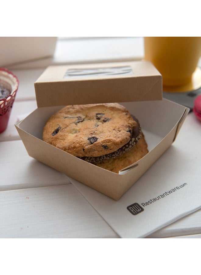 Restaurantware Cafe Vision 34 Ounce Dessert Boxes With Window, 200 Sturdy Baking Boxes - Detachable Lid, Greaseproof, Kraft Paper Strawberry Gift Boxes, For Desserts And Snacks - Image 3