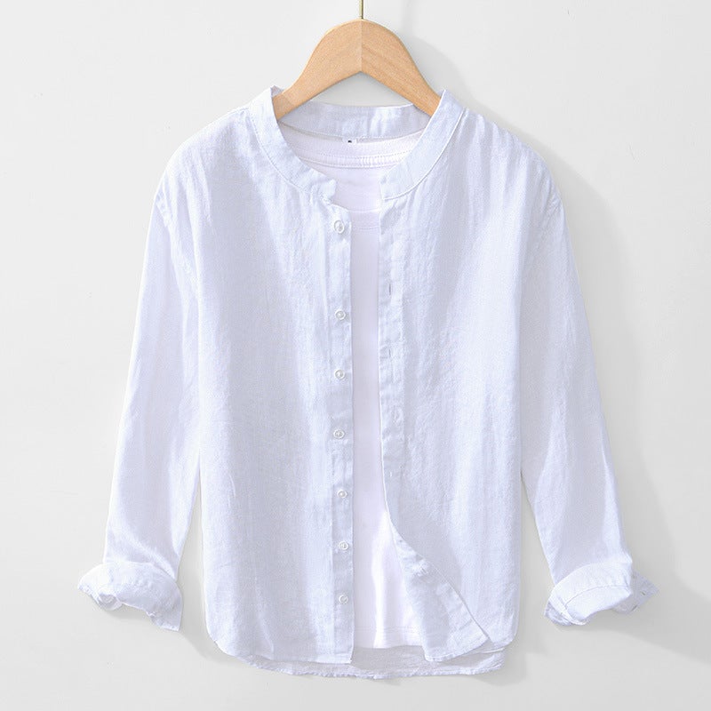 L148 Chinese Casual Pure Linen Breathable Shirt National Tide Buckle Loose Solid Color Shirt A Generation Of Hair - Image 4
