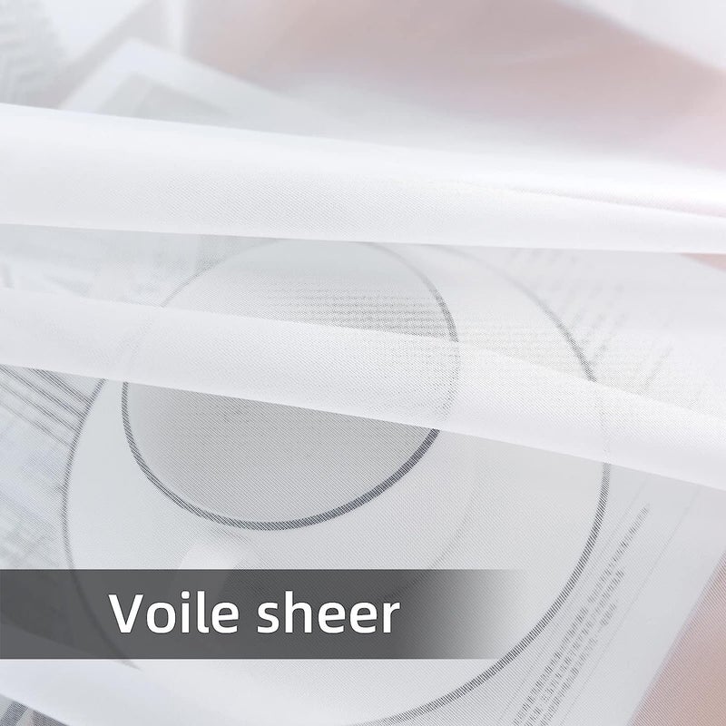 youleyar Solid Sheer Rod Pocket Curtain Voile Draperies 2 Panels White Beige Black Grey Coffee 26 Inch Width 24 Inch Long 1 Pair for Kitchen Bedroom Children Living Room Yard(White 26Wx24L) - Image 5