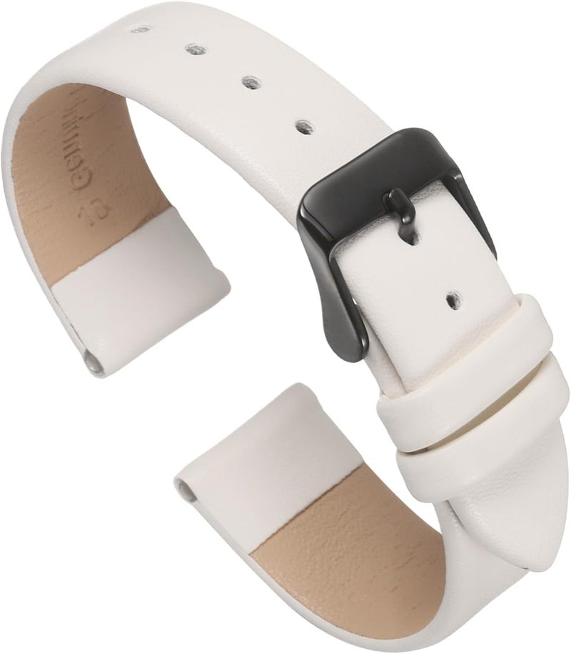 QUARKZMAN Leather Watch Strap Watch Leather Strap Watch Straps Flat Thin Elegant Leather Watch Strap Buckle for Smartwatch Men Women Men Women - Image 1