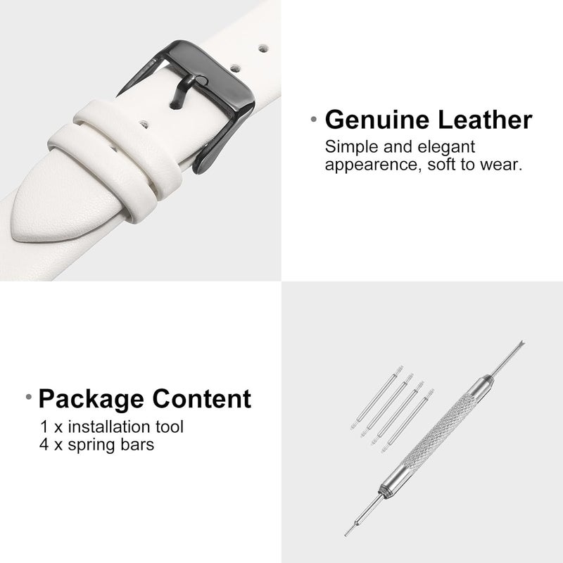 QUARKZMAN Leather Watch Strap Watch Leather Strap Watch Straps Flat Thin Elegant Leather Watch Strap Buckle for Smartwatch Men Women Men Women - Image 3