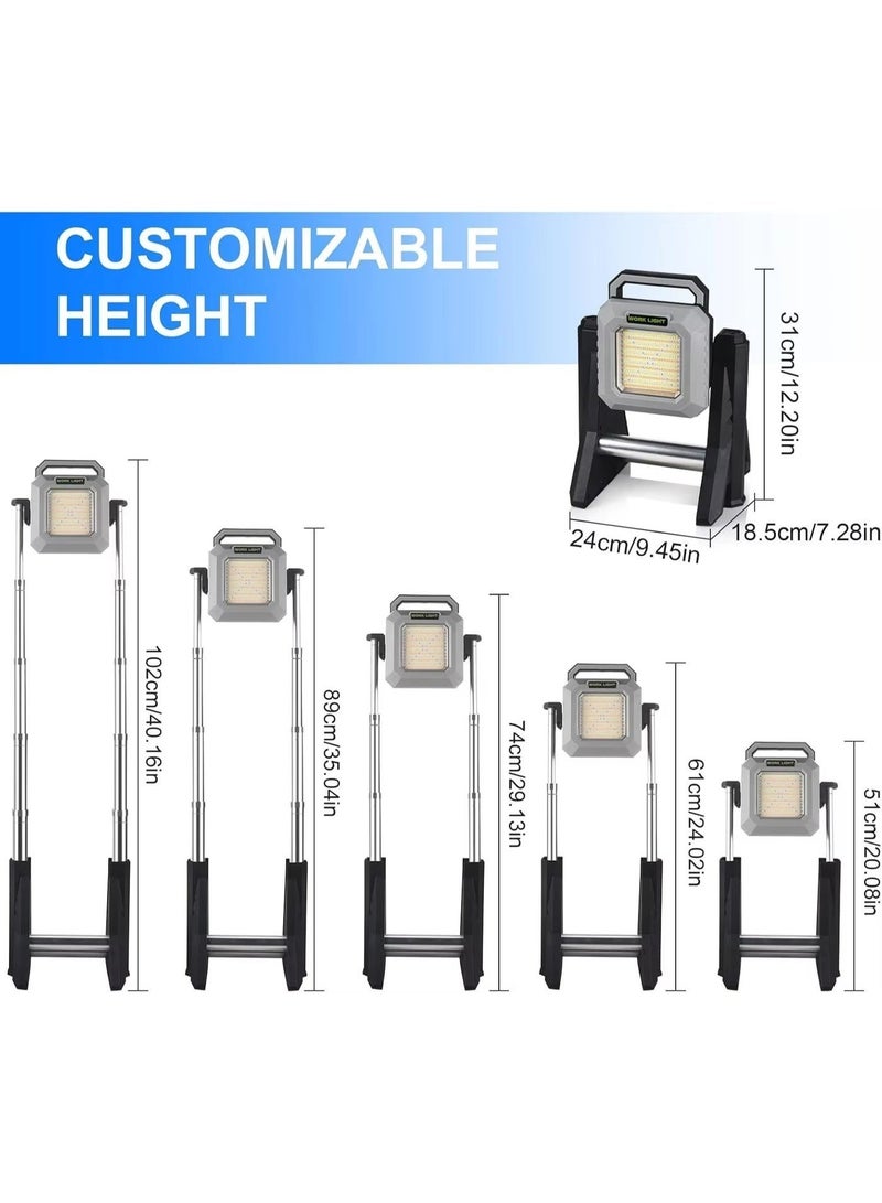 مووبزا كشاف عمل قابل للتمدد مع باور بنك مدمج 10000 مللي أمبير، 4 أوضاع للإضاءة، 3 مستويات للسطوع، مصباح فحص قابل للشحن, مناسب للتخييم والحديقة والورشة والخارج - Image 2