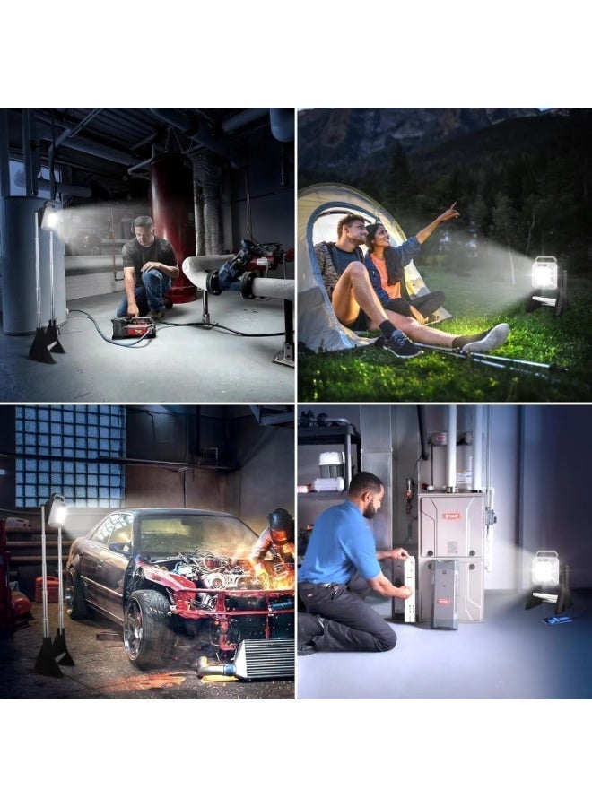 مووبزا كشاف عمل قابل للتمدد مع باور بنك مدمج 10000 مللي أمبير، 4 أوضاع للإضاءة، 3 مستويات للسطوع، مصباح فحص قابل للشحن, مناسب للتخييم والحديقة والورشة والخارج - Image 4