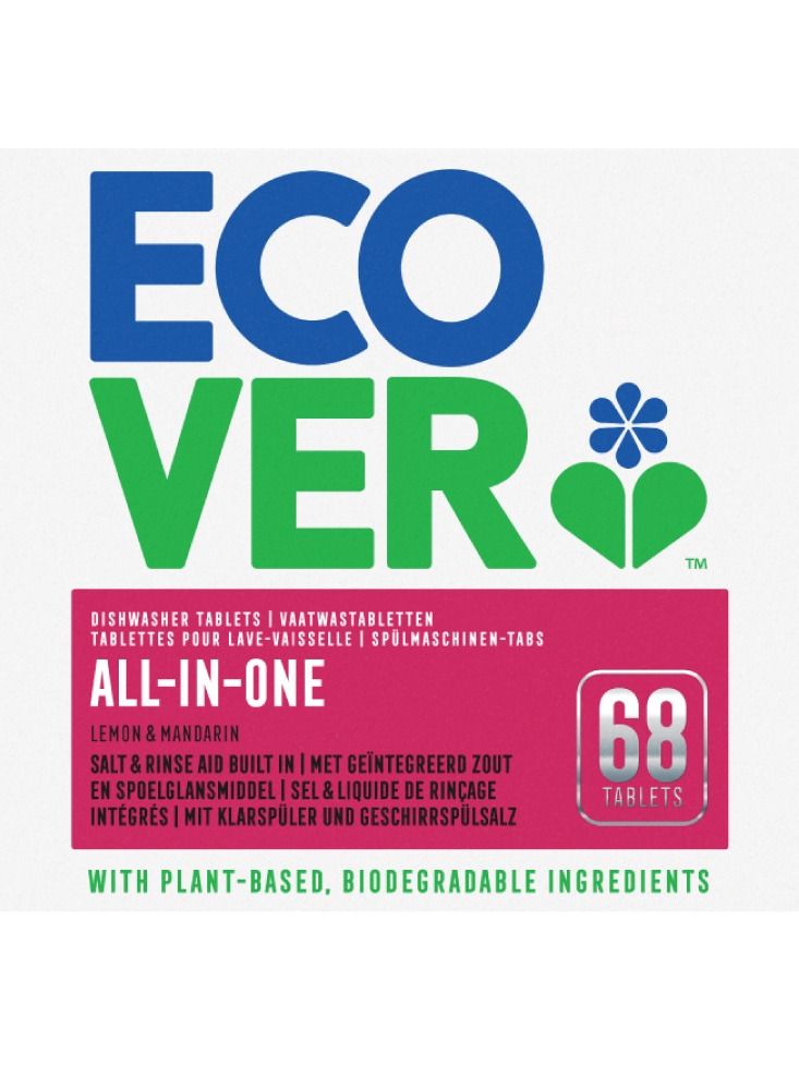 إكوفر أقراص غسالة الأطباق الكل في واحد - 68 ليمون وماندرين 1.36 كجم - Image 1