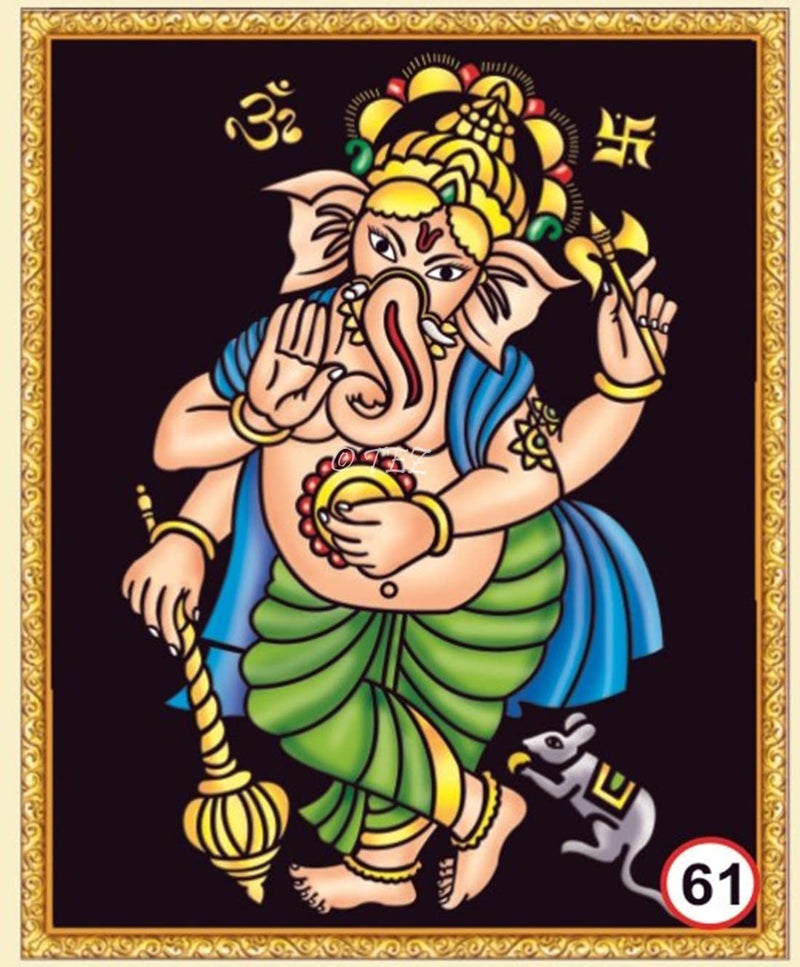 Tez DIY - Emboss Painting Kit, Dancing Ganesh, Medium(13x19 inch), Design No. 61 - Image 1