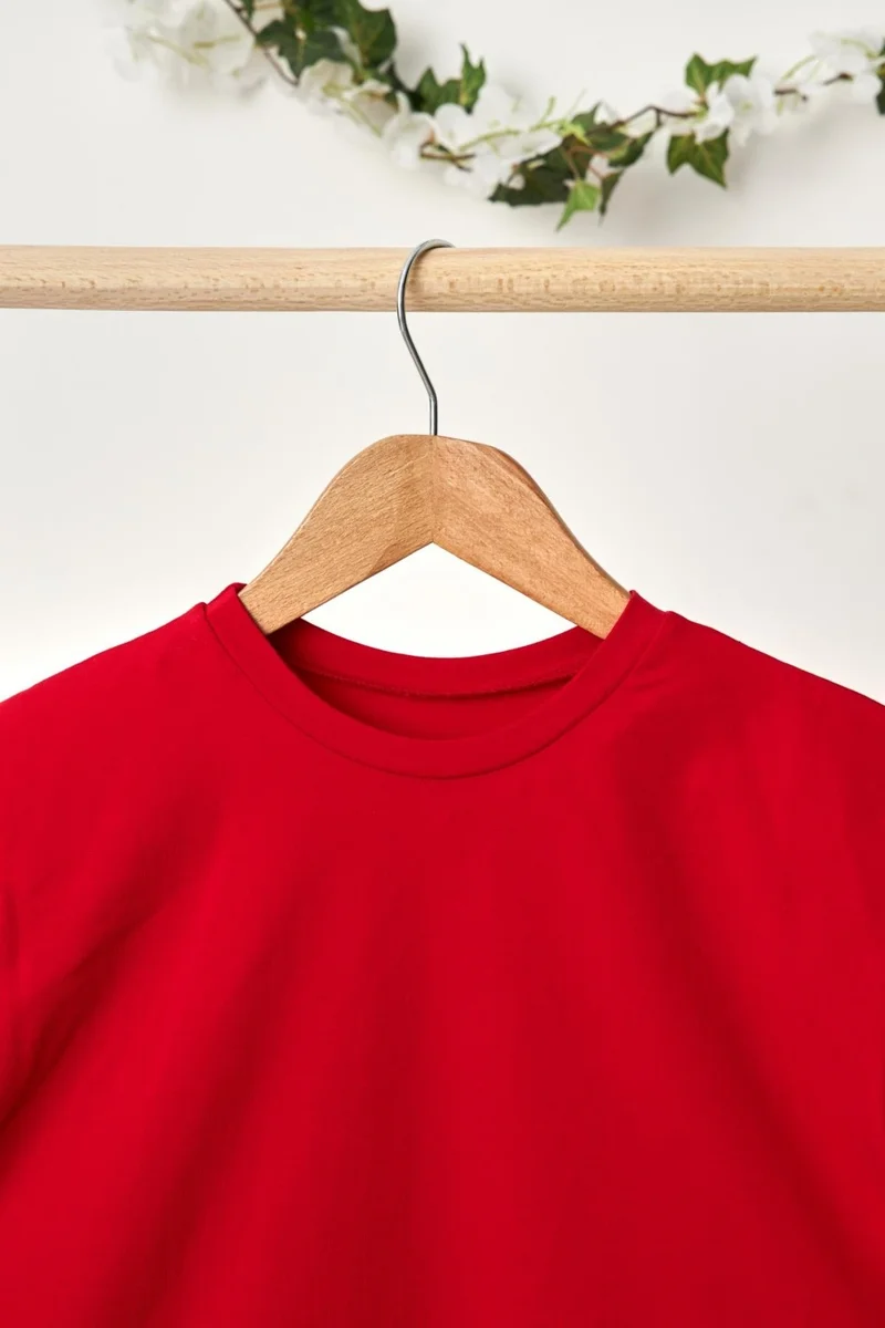 Babygiz Red Boy's Short Sleeve Crew Neck Anti-Sweat, Soft Comfortable 100% Cotton Combed Cotton T-Shirt