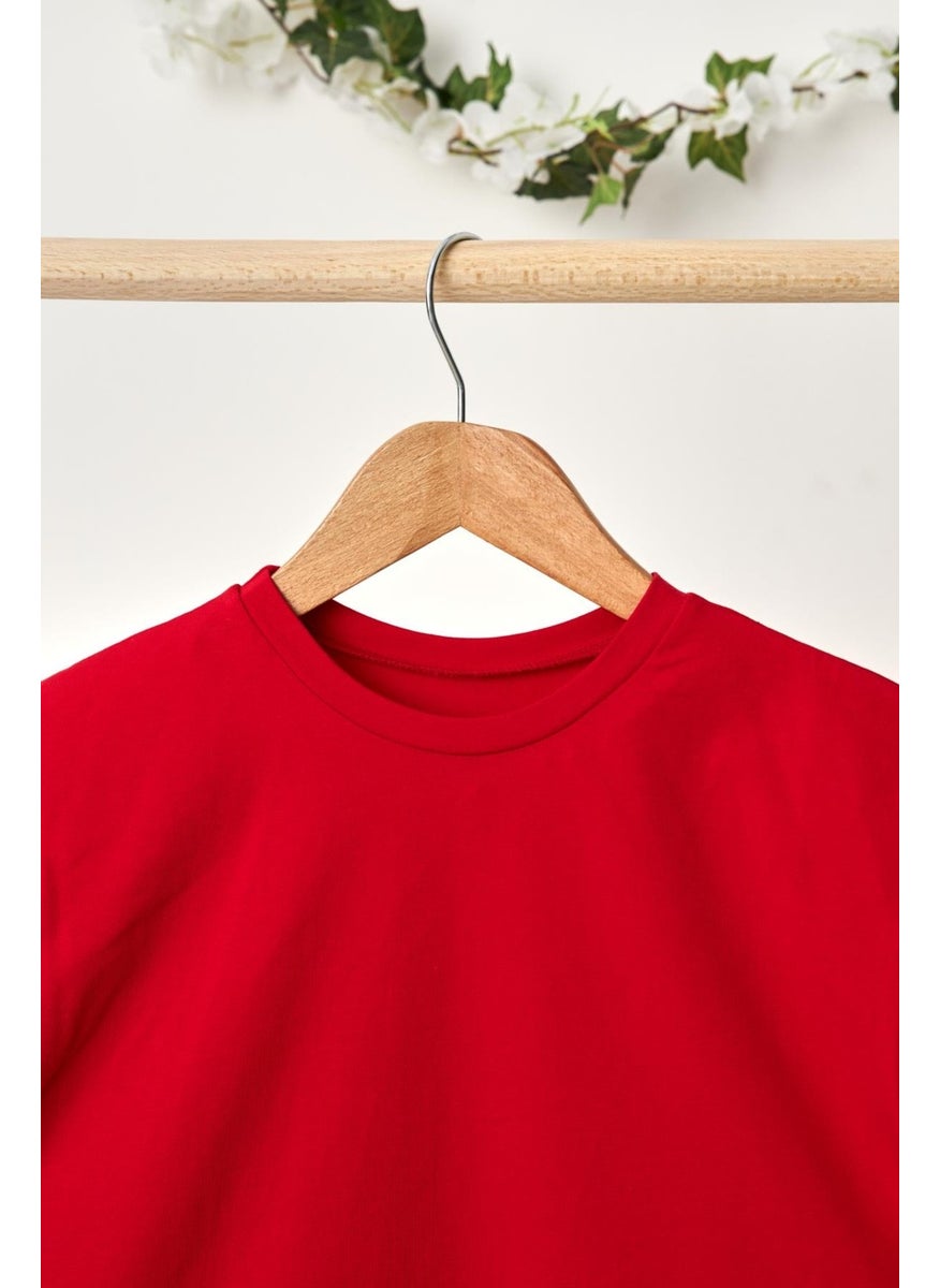 Babygiz Red Boy's Short Sleeve Crew Neck Anti-Sweat, Soft Comfortable 100% Cotton Combed Cotton T-Shirt  - Image 3