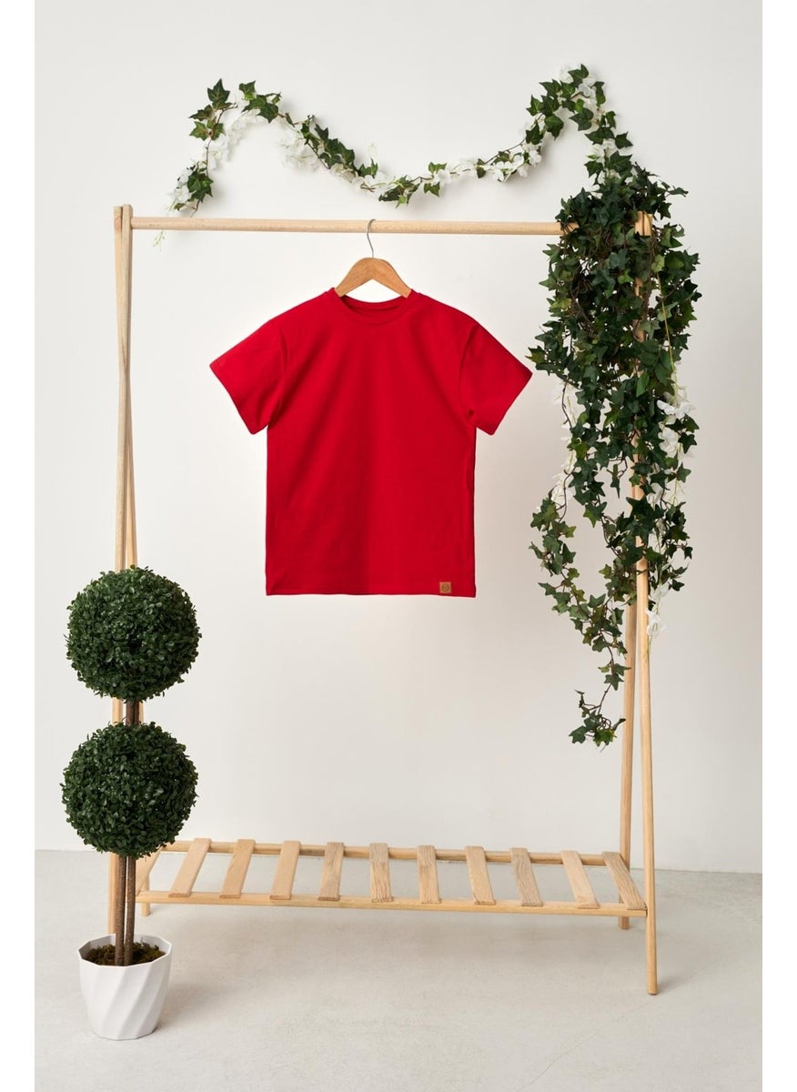 Babygiz Red Boy's Short Sleeve Crew Neck Anti-Sweat, Soft Comfortable 100% Cotton Combed Cotton T-Shirt  - Image 4