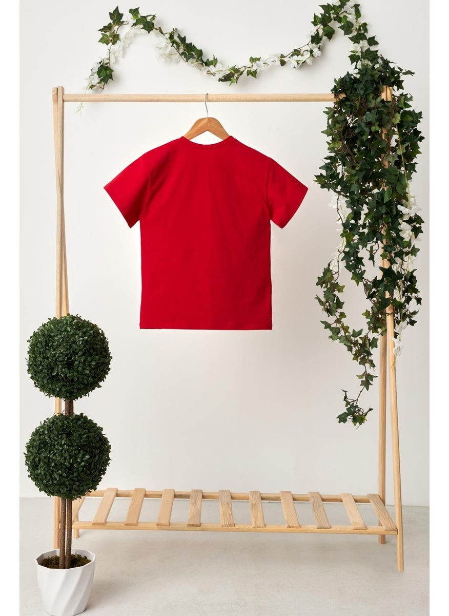 Babygiz Red Boy's Short Sleeve Crew Neck Anti-Sweat, Soft Comfortable 100% Cotton Combed Cotton T-Shirt  - Image 5