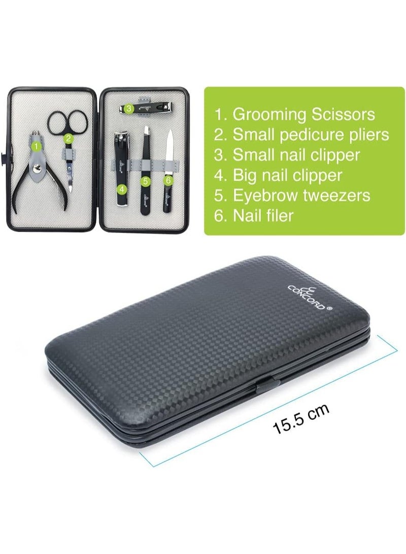 Concord Nail Cutter, File, Pedicure Pliers, Eyebrow Tweezer Grooming Set for Men - 6 Pieces - Image 2