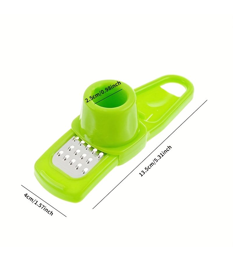 Green Manual Plastic Garlic Crusher Ginger Grater Slicer Kitchen Cooking Tool - Image 3