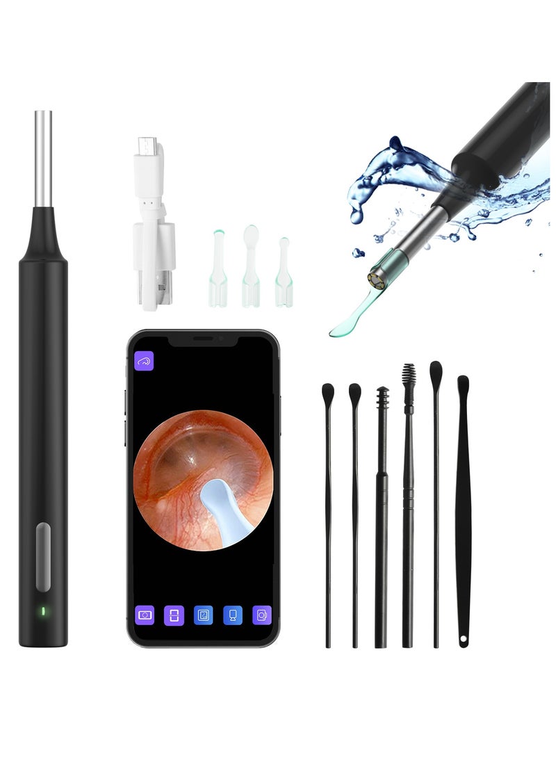 Generic - Ear Wax Removal Tool with Camera-Earwax Cleaner Tools with 3MP Wireless Ear Otoscope,Ear Camera with 6 Ear Spoon, for Android,iPhone & iPad (Black) - Image 1