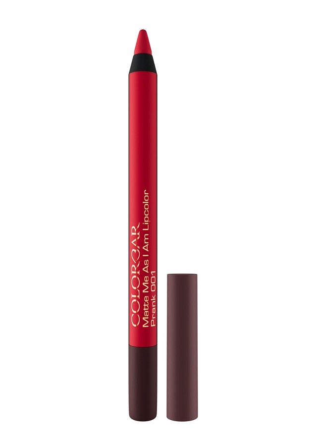Colorbar Matte Me As I Am Lipcolor - Matte Lipstick - Enriched with Cornstarch, Rice Starch, and Silica - Waterproof Proof - 001 Prank - 0.09 oz - Image 1