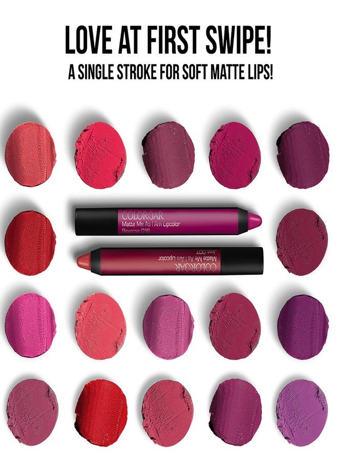 Colorbar Matte Me As I Am Lipcolor - Matte Lipstick - Enriched with Cornstarch, Rice Starch, and Silica - Waterproof Proof - 001 Prank - 0.09 oz - Image 3