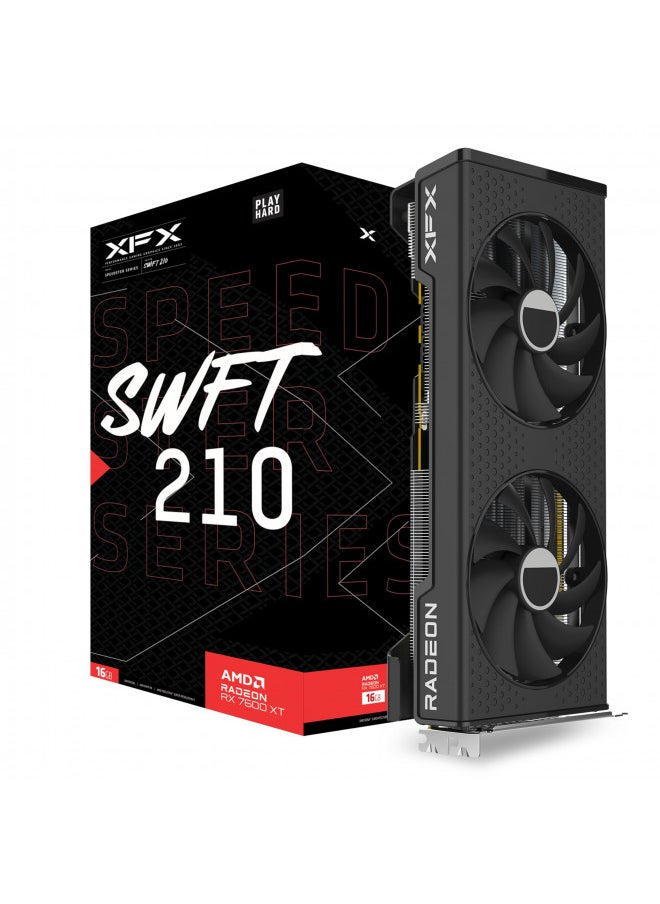 XFX XFX Speedster SWFT210 Radeon RX 7600XT CORE Gaming Graphics Card with 16GB GDDR6 HDMI 3xDP, AMD RDNA 3 RX-76TSWFTFP  - Image 1