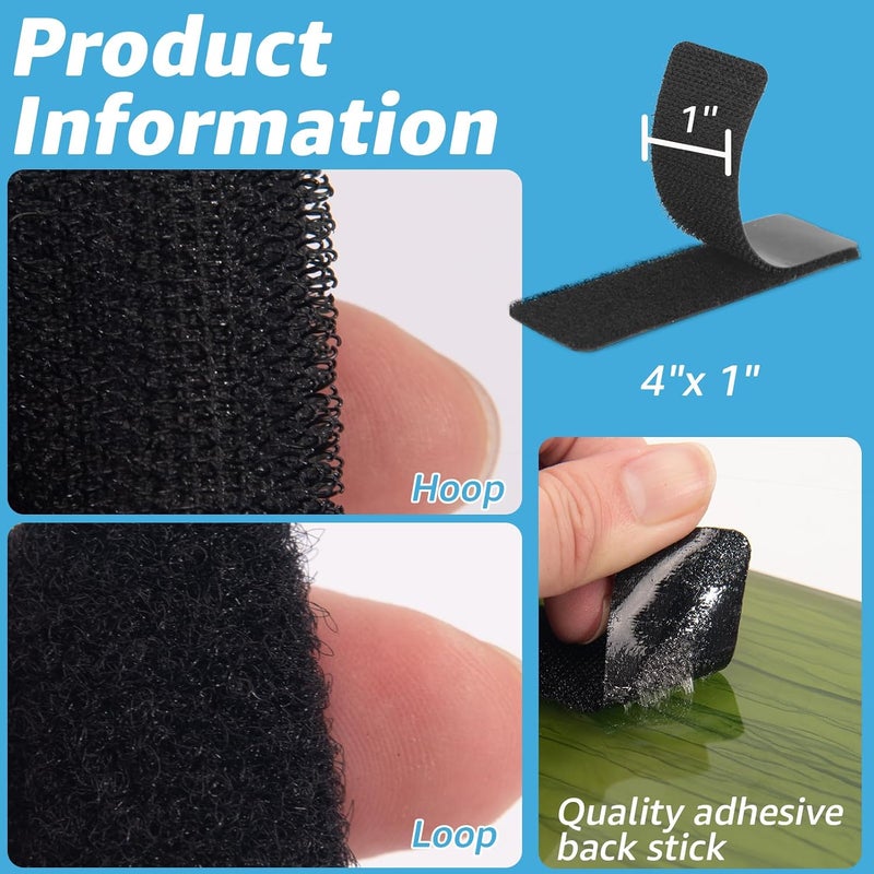 Art3d 16 Sets Hook and Loop Tape Sticky Back,1 in.x 4 in. Double-Sided Command Adhesive Strip Heavy Duty - Image 4