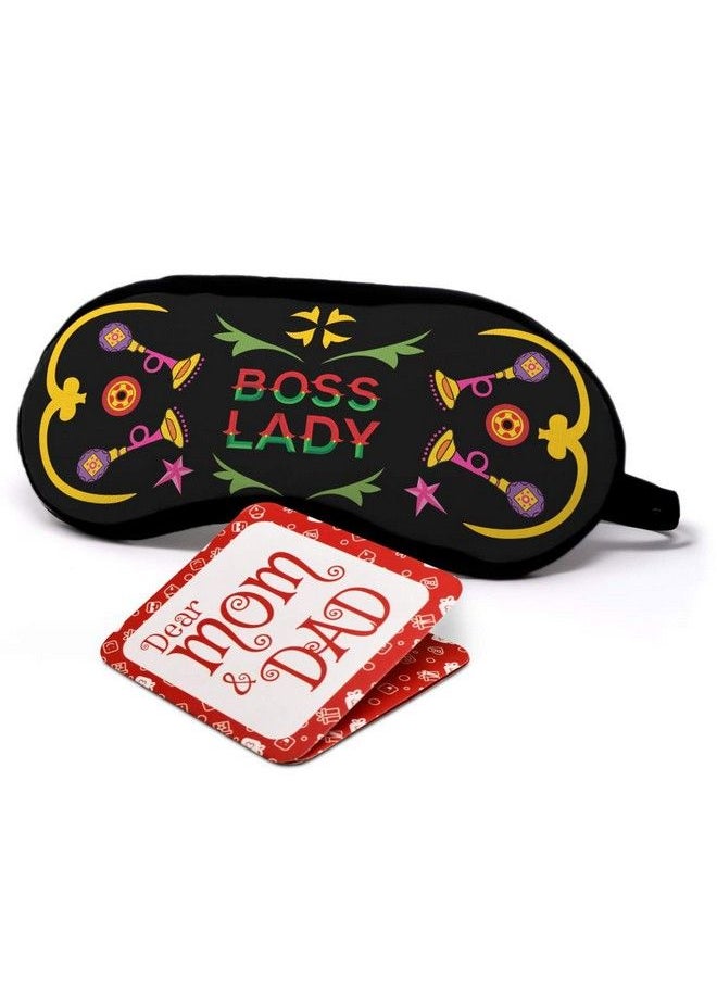 Indigifts Eye Mask Mothers Day Gift Boss Lady Quote Printed Truck Art Inspired Colorful Design Black Sleeping Mask 7.8X3.3 Inches  - Image 1