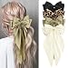 MIKONIKO Silky Satin Hair Bows for Women Girls 4PCS Ribbon Bows for Hair Big Bow Hair Clips with Long Tail Barrettes Cute Hair Accessories Gifts Black Leopard Green Beige - Image 2