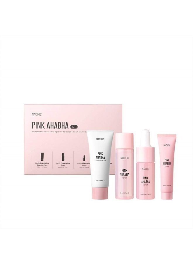 Nacific Pink AHA BHA Kit (Cleansing Foam, Toner, Serum, Cream) Travel Size Skin Care Set - Image 1