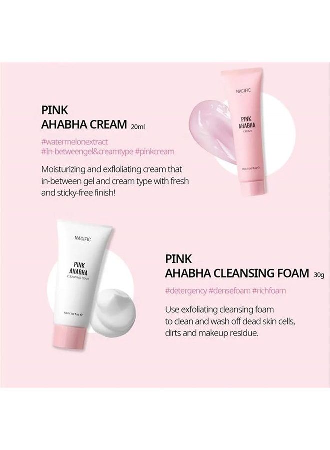 Nacific Pink AHA BHA Kit (Cleansing Foam, Toner, Serum, Cream) Travel Size Skin Care Set - Image 4