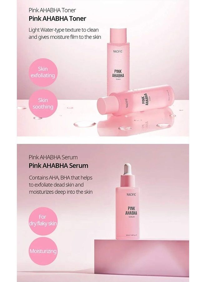 Nacific Pink AHA BHA Kit (Cleansing Foam, Toner, Serum, Cream) Travel Size Skin Care Set - Image 5
