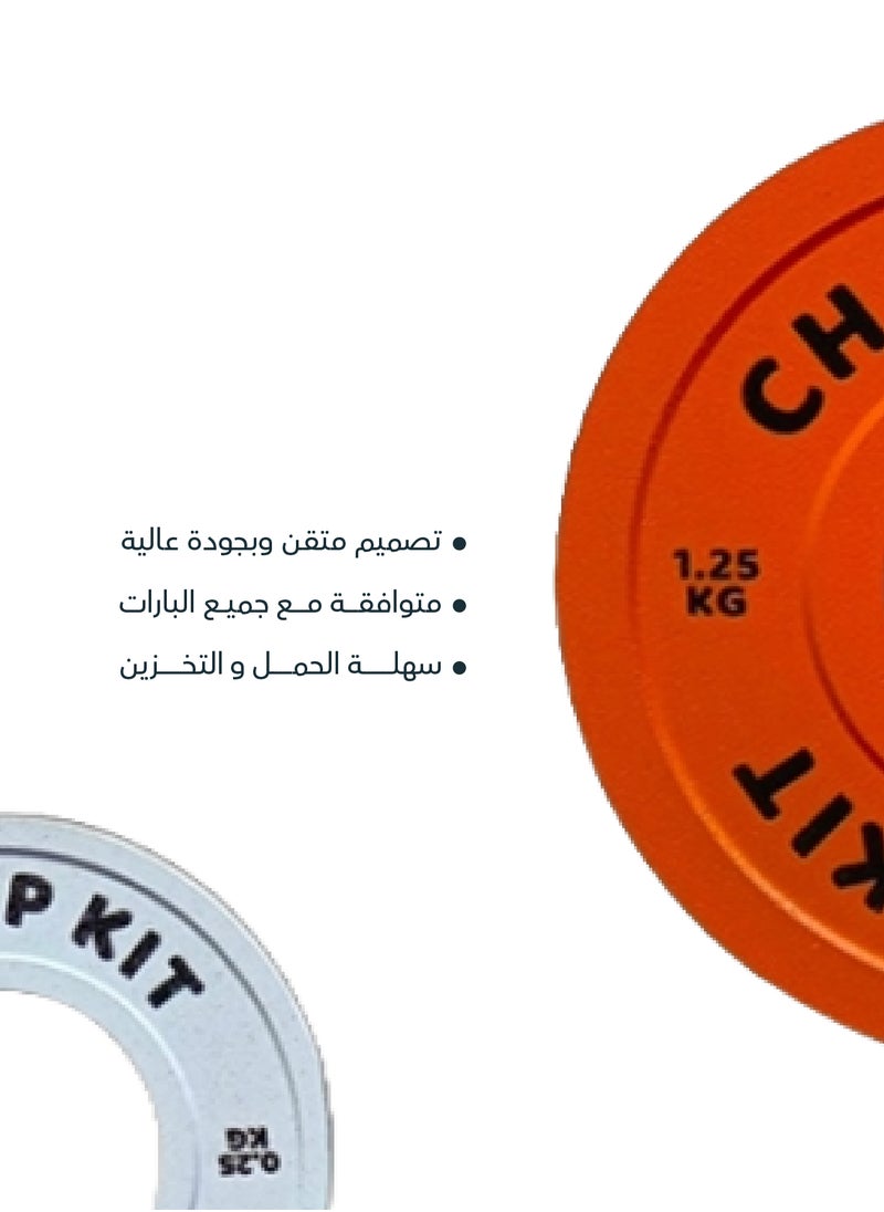 CHAMP KIT - Gym Micro Plates Set of 4 Pairs 0.25 to 1.25 Kilograms. 8 Pieces Fractional Weight Plates in Different Colors, Mini Olympic Weight Plates Set for Various Exercises - Image 1