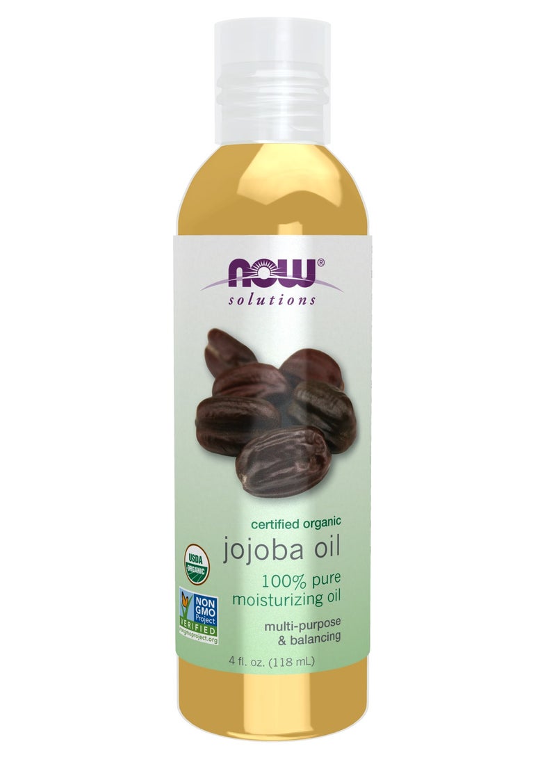 now Organic Jojoba Oil, Moisturizing Multi-Purpose Oil for Face, Hair and Body Clear 118ml 