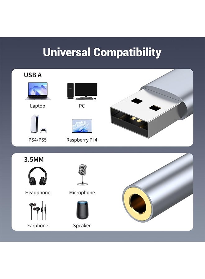USB to 3.5mm Jack Audio Adapter - USB to Headphone and Microphone Jack | USB Sound Card | External Sound Card | External Sound Card Compatible with , Laptop - Image 3