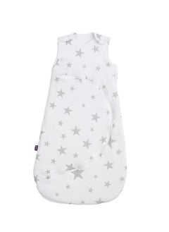Snuz Pouch Sleeping Bag For Infant And Baby 1.0 Tog Clever Nappy Change Zip Material 100% Cotton For Temperatures If 21 - 23 Celsius From 6 To 18Months Maximum Baby Length 86Cm - Grey Star  - Image 1