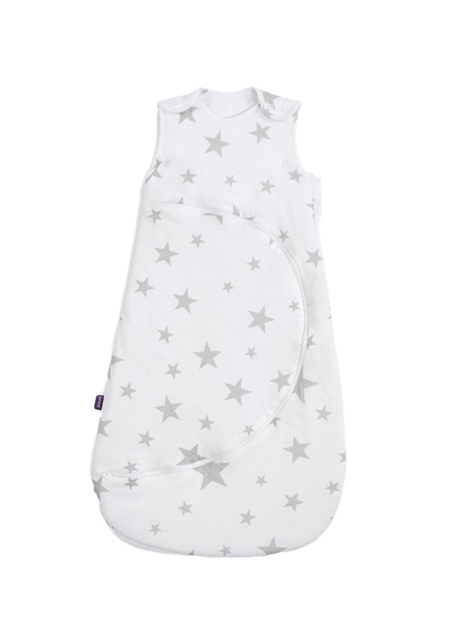 Snuz - Pouch Sleeping Bag For Infant And Baby 1.0 Tog Clever Nappy Change Zip Material 100% Cotton For Temperatures If 21 - 23 Celsius From 6 To 18Months Maximum Baby Length 86Cm - Grey Star - Image 1