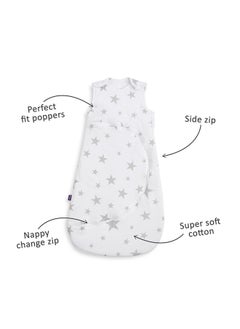 Snuz Pouch Sleeping Bag For Infant And Baby 1.0 Tog Clever Nappy Change Zip Material 100% Cotton For Temperatures If 21 - 23 Celsius From 6 To 18Months Maximum Baby Length 86Cm - Grey Star  - Image 2