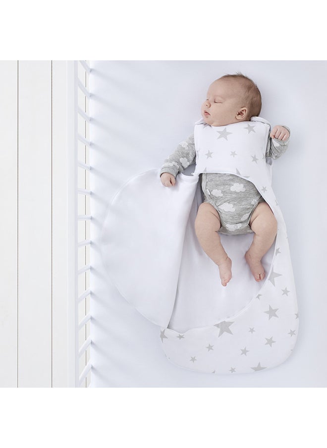 Snuz - Pouch Sleeping Bag For Infant And Baby 1.0 Tog Clever Nappy Change Zip Material 100% Cotton For Temperatures If 21 - 23 Celsius From 6 To 18Months Maximum Baby Length 86Cm - Grey Star - Image 1