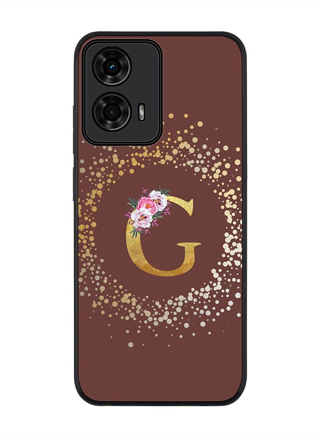 Stylizedd For Motorola Moto G24 / G24 Power Case,Slim fit Camera Protection, Shockproof Thin Phone cover - Custom Monogram Floral - G (Brown ) - Image 1