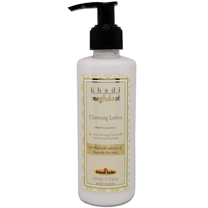 Meghdoot KHADI Cleansing Lotion with Extract of Neem and Aloevera (210 Ml) - Image 1