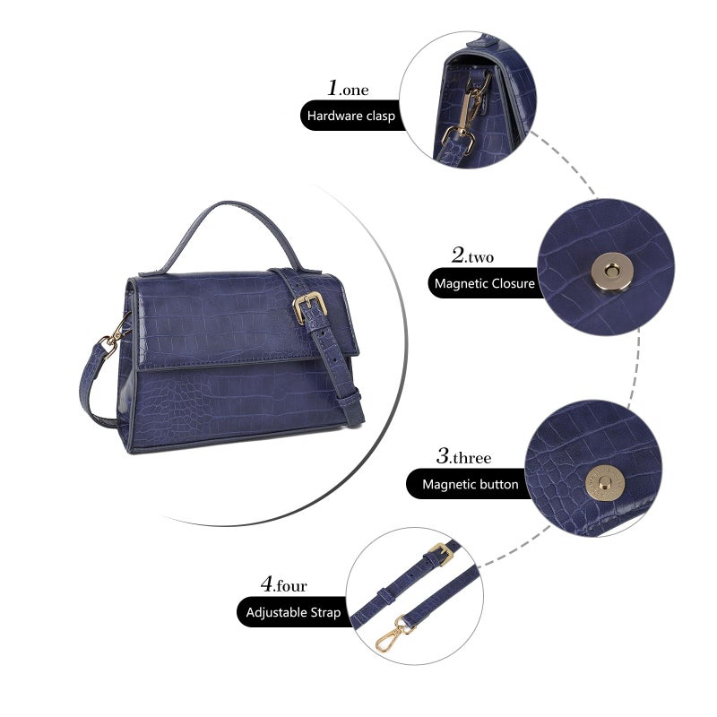 Gladdon Small Crossbody Purse for Women Trendy Ladies Top Handle Shoulder Bags Blue - Image 5