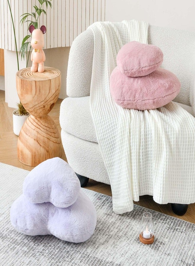 XVTRU Dusty Pink Heart Pillows, Cute Heart Decorative Pillow, Heart Shaped Throw Pillows for Bed, Faux Rabbit Fur Plush Hoom Decor Pillow Cushion for Chair Sofa Living Room (Mini 12.9" x 9.8") - Image 5