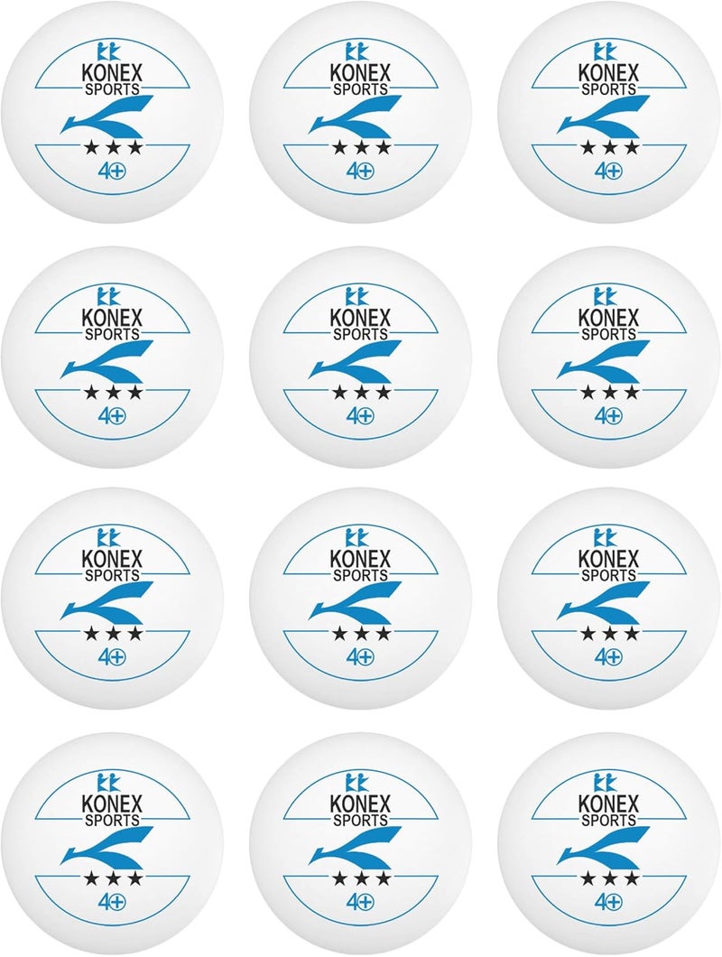 KONEX 40+ Plastic Table Tennis Balls Pack of 12 | High Performance 3-Star ABS TT Balls for Professional Matches and Training | Ideal for Adults & Kids (White) - Image 2